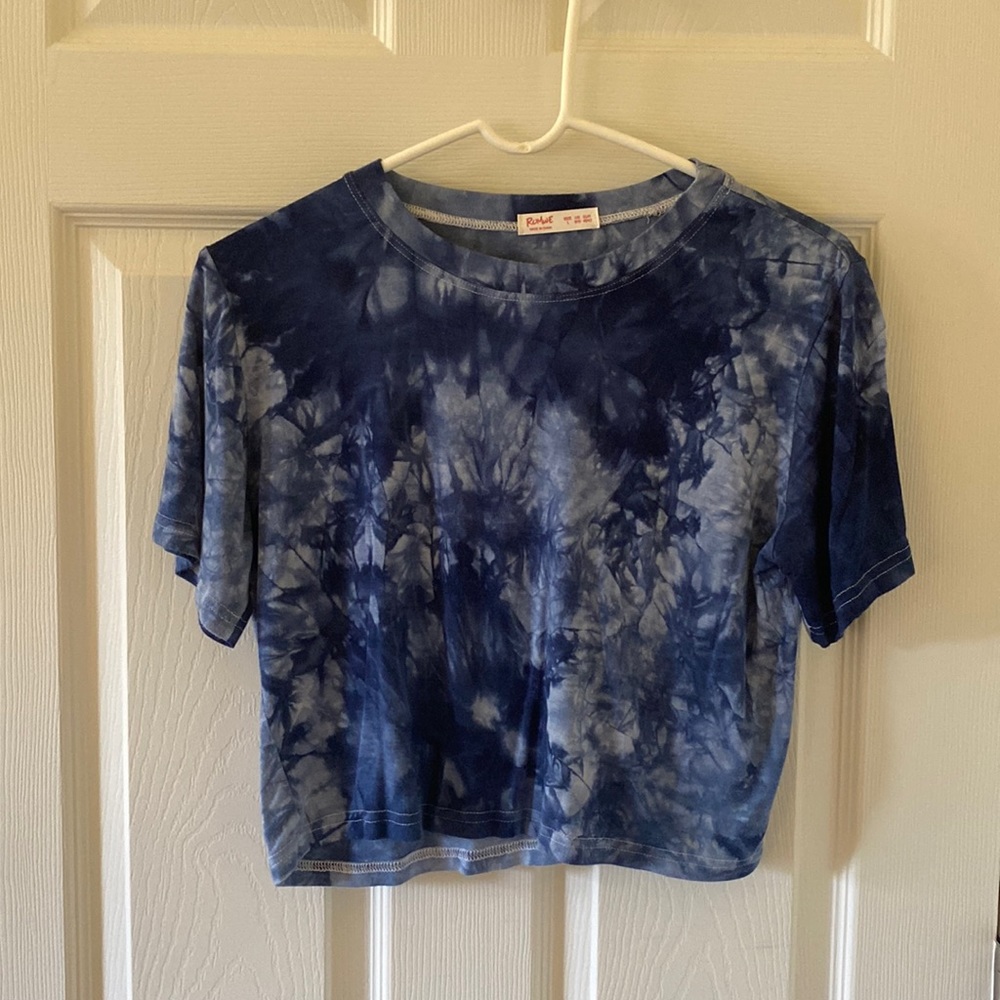 Cute Romwe Blue Tye Dye Crop Top L